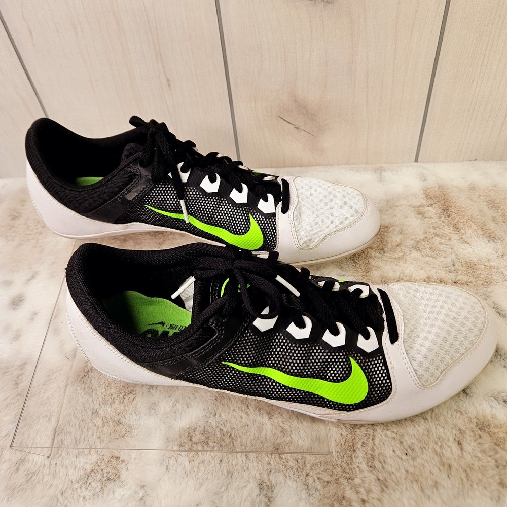 Nike Rival‎ MD Running Racing Shoes Size 13 White Black Neon Green Track Spikes